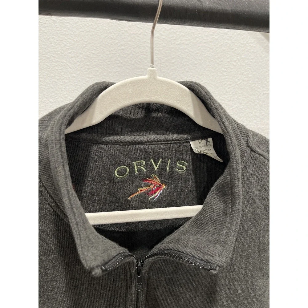 Men's Gray orvis quarter zip‎ pullover Sweater Size  Extra Large  Outdoor